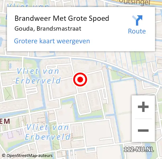 Locatie op kaart van de 112 melding: Brandweer Met Grote Spoed Naar Gouda, Brandsmastraat op 30 juni 2023 19:36