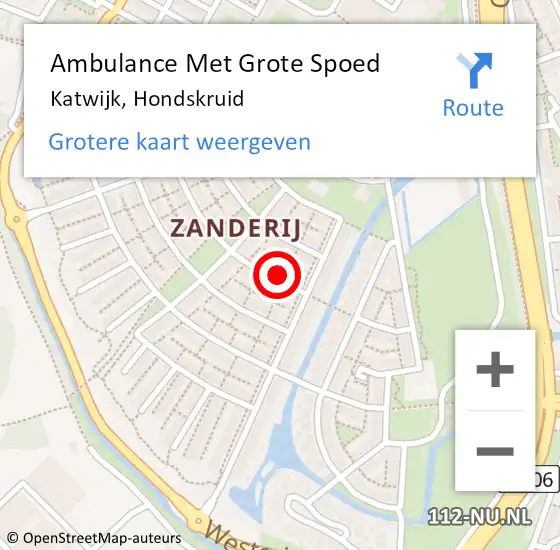 Locatie op kaart van de 112 melding: Ambulance Met Grote Spoed Naar Katwijk, Hondskruid op 30 juni 2023 20:10