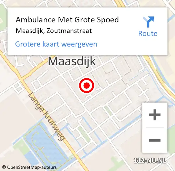 Locatie op kaart van de 112 melding: Ambulance Met Grote Spoed Naar Maasdijk, Zoutmanstraat op 30 juni 2023 20:19