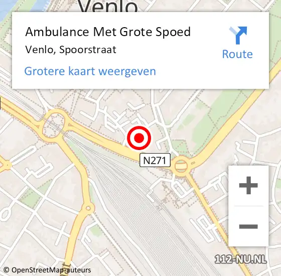 Locatie op kaart van de 112 melding: Ambulance Met Grote Spoed Naar Venlo, Spoorstraat op 30 juni 2023 20:28