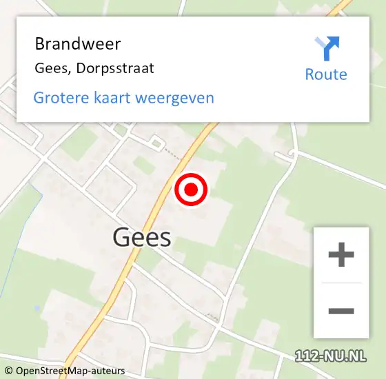 Locatie op kaart van de 112 melding: Brandweer Gees, Dorpsstraat op 30 juni 2023 20:59