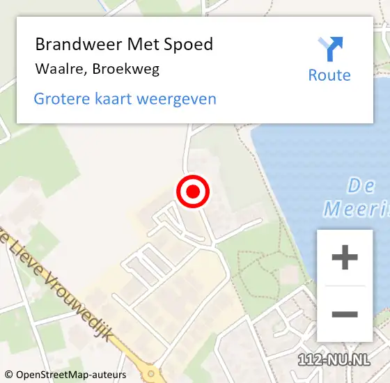 Locatie op kaart van de 112 melding: Brandweer Met Spoed Naar Waalre, Broekweg op 30 juni 2023 21:07