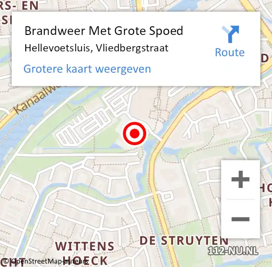 Locatie op kaart van de 112 melding: Brandweer Met Grote Spoed Naar Hellevoetsluis, Vliedbergstraat op 30 juni 2023 21:23