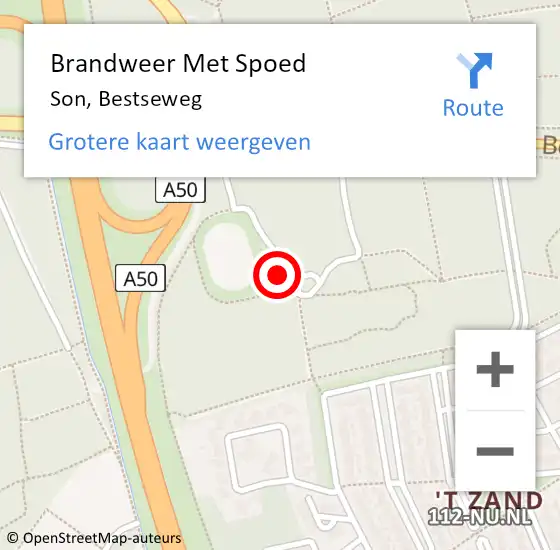 Locatie op kaart van de 112 melding: Brandweer Met Spoed Naar Son, Bestseweg op 30 juni 2023 21:58