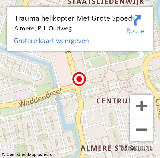 Locatie op kaart van de 112 melding: Trauma helikopter Met Grote Spoed Naar Almere, P.J. Oudweg op 30 juni 2023 22:05