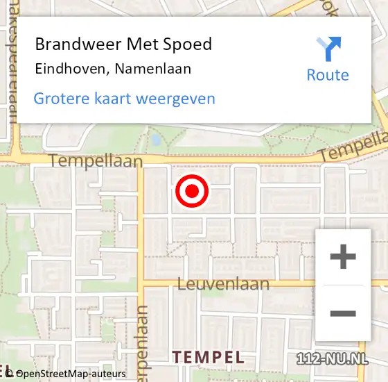 Locatie op kaart van de 112 melding: Brandweer Met Spoed Naar Eindhoven, Namenlaan op 30 juni 2023 22:08