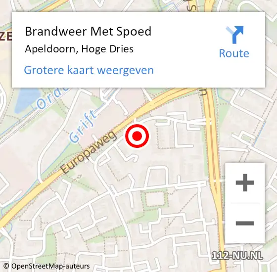 Locatie op kaart van de 112 melding: Brandweer Met Spoed Naar Apeldoorn, Hoge Dries op 30 juni 2023 22:38