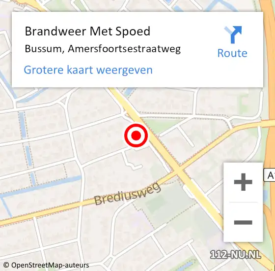 Locatie op kaart van de 112 melding: Brandweer Met Spoed Naar Bussum, Amersfoortsestraatweg op 30 juni 2023 22:42