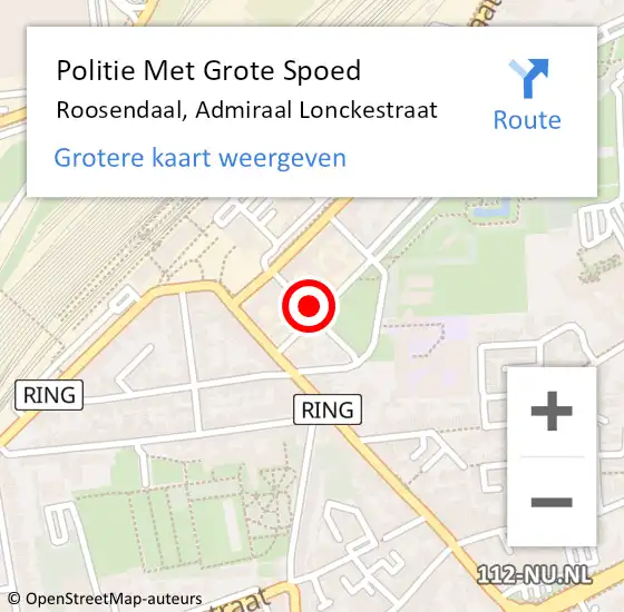 Locatie op kaart van de 112 melding: Politie Met Grote Spoed Naar Roosendaal, Admiraal Lonckestraat op 30 juni 2023 22:50