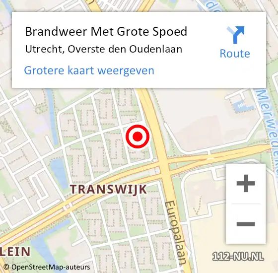 Locatie op kaart van de 112 melding: Brandweer Met Grote Spoed Naar Utrecht, Overste den Oudenlaan op 30 juni 2023 22:53