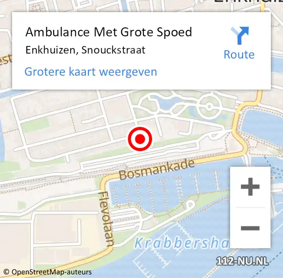 Locatie op kaart van de 112 melding: Ambulance Met Grote Spoed Naar Enkhuizen, Snouckstraat op 30 juni 2023 23:13