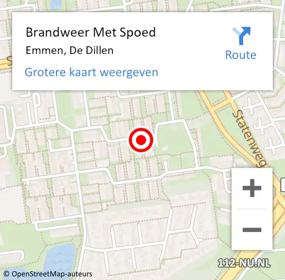 Locatie op kaart van de 112 melding: Brandweer Met Spoed Naar Emmen, De Dillen op 30 juni 2023 23:18