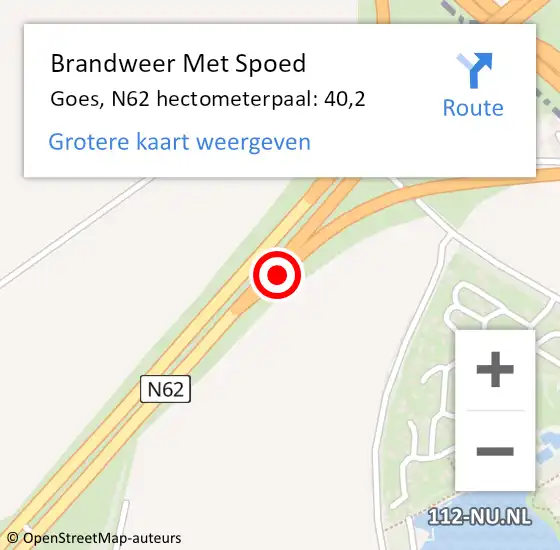 Locatie op kaart van de 112 melding: Brandweer Met Spoed Naar Goes, N62 hectometerpaal: 40,2 op 30 juni 2023 23:36