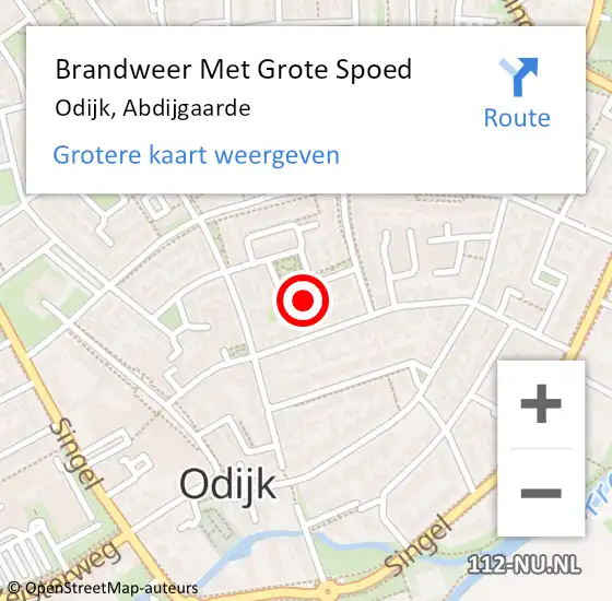 Locatie op kaart van de 112 melding: Brandweer Met Grote Spoed Naar Odijk, Abdijgaarde op 1 juli 2023 00:13