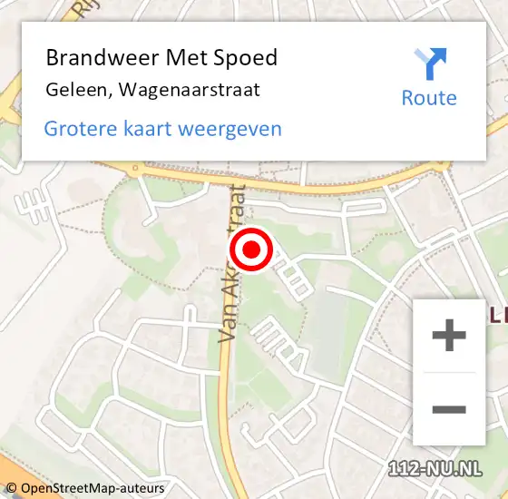 Locatie op kaart van de 112 melding: Brandweer Met Spoed Naar Geleen, Wagenaarstraat op 1 juli 2023 00:47