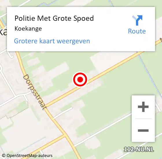 Locatie op kaart van de 112 melding: Politie Met Grote Spoed Naar Koekange op 1 juli 2023 01:05