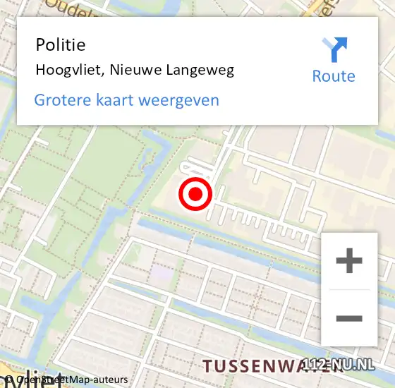 Locatie op kaart van de 112 melding: Politie Hoogvliet, Nieuwe Langeweg op 1 juli 2023 01:18