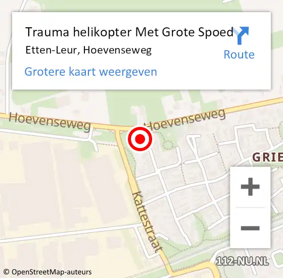 Locatie op kaart van de 112 melding: Trauma helikopter Met Grote Spoed Naar Etten-Leur, Hoevenseweg op 1 juli 2023 01:48