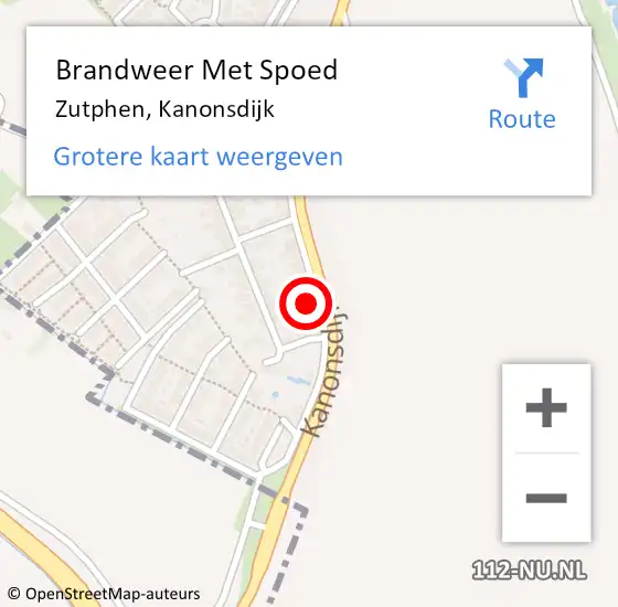 Locatie op kaart van de 112 melding: Brandweer Met Spoed Naar Zutphen, Kanonsdijk op 1 juli 2023 01:53