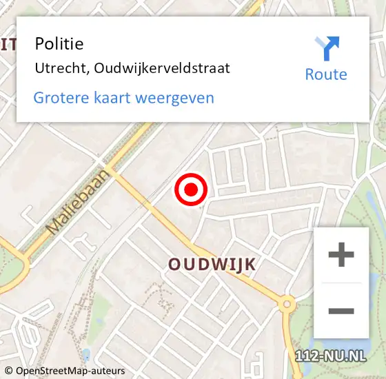 Locatie op kaart van de 112 melding: Politie Utrecht, Oudwijkerveldstraat op 1 juli 2023 02:30