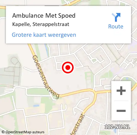 Locatie op kaart van de 112 melding: Ambulance Met Spoed Naar Kapelle, Sterappelstraat op 31 augustus 2014 00:39