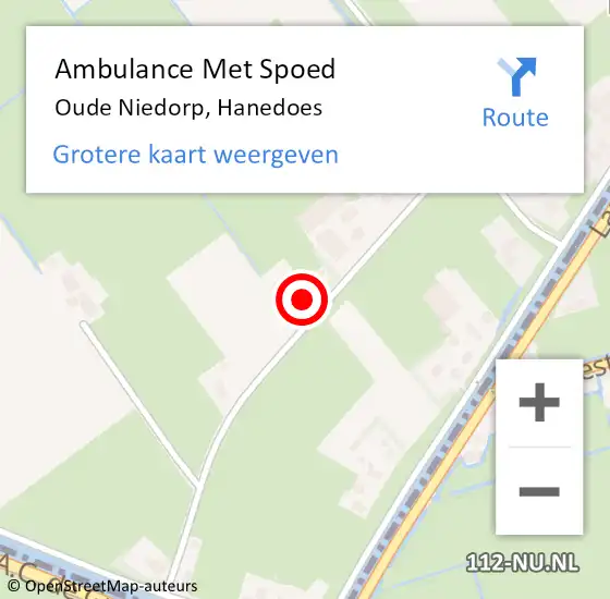 Locatie op kaart van de 112 melding: Ambulance Met Spoed Naar Oude Niedorp, Hanedoes op 1 juli 2023 03:12