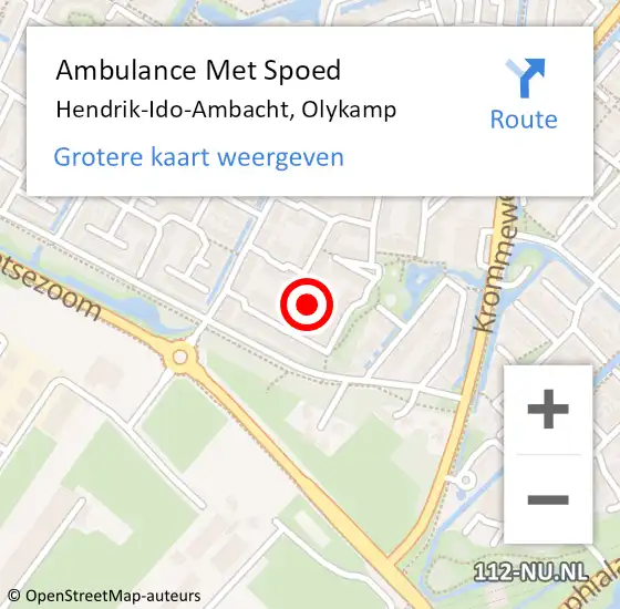 Locatie op kaart van de 112 melding: Ambulance Met Spoed Naar Hendrik-Ido-Ambacht, Olykamp op 1 juli 2023 03:19