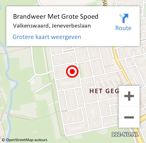 Locatie op kaart van de 112 melding: Brandweer Met Grote Spoed Naar Valkenswaard, Jeneverbeslaan op 1 juli 2023 03:21