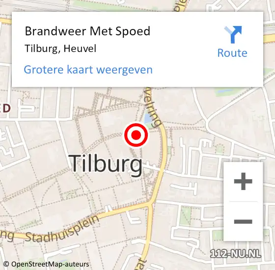 Locatie op kaart van de 112 melding: Brandweer Met Spoed Naar Tilburg, Heuvel op 1 juli 2023 03:29