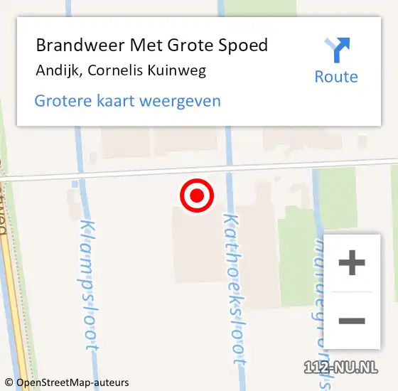 Locatie op kaart van de 112 melding: Brandweer Met Grote Spoed Naar Andijk, Cornelis Kuinweg op 1 juli 2023 03:46