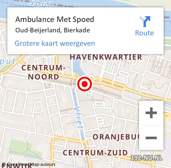 Locatie op kaart van de 112 melding: Ambulance Met Spoed Naar Oud-Beijerland, Bierkade op 1 juli 2023 03:50