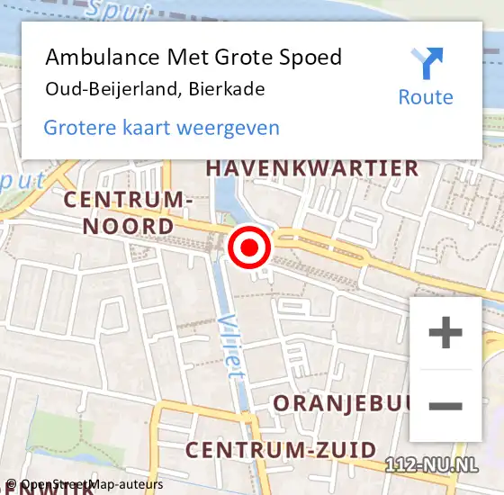 Locatie op kaart van de 112 melding: Ambulance Met Grote Spoed Naar Oud-Beijerland, Bierkade op 1 juli 2023 03:52