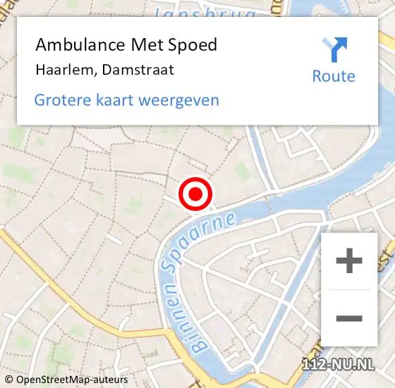 Locatie op kaart van de 112 melding: Ambulance Met Spoed Naar Haarlem, Damstraat op 1 juli 2023 04:01