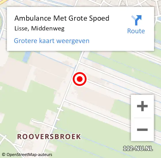 Locatie op kaart van de 112 melding: Ambulance Met Grote Spoed Naar Lisse, Middenweg op 1 juli 2023 04:23