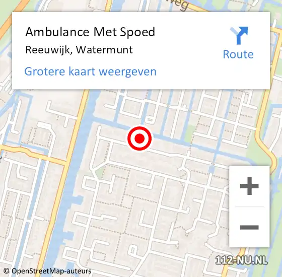 Locatie op kaart van de 112 melding: Ambulance Met Spoed Naar Reeuwijk, Watermunt op 1 juli 2023 04:26