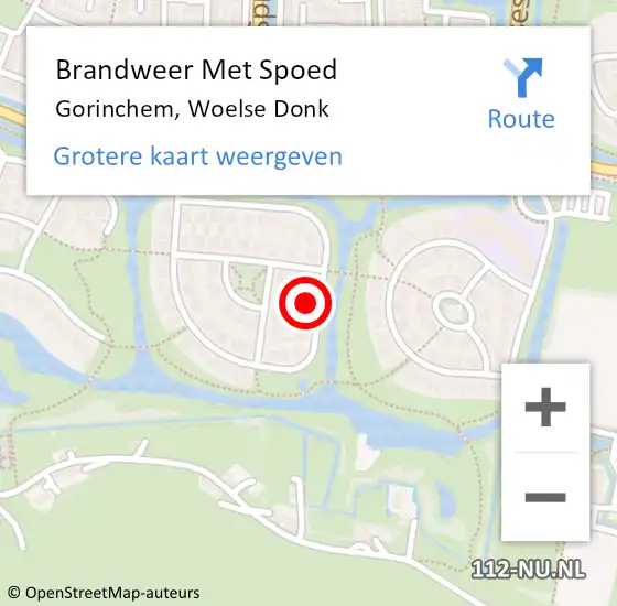 Locatie op kaart van de 112 melding: Brandweer Met Spoed Naar Gorinchem, Woelse Donk op 1 juli 2023 05:26