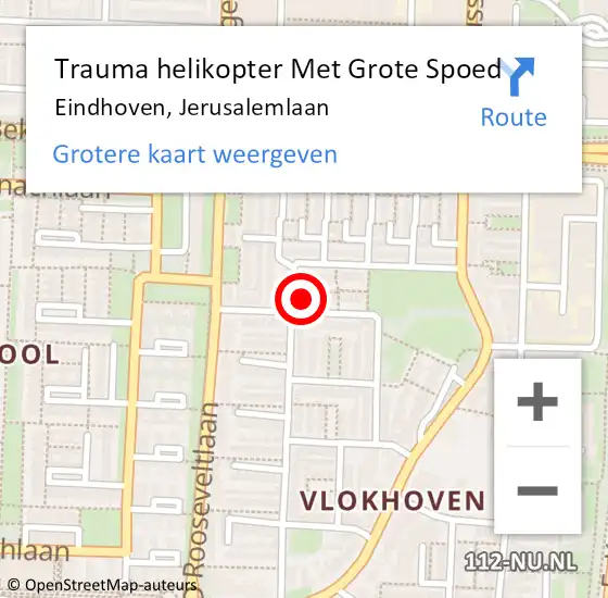 Locatie op kaart van de 112 melding: Trauma helikopter Met Grote Spoed Naar Eindhoven, Jerusalemlaan op 1 juli 2023 05:40