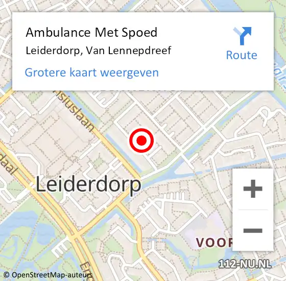 Locatie op kaart van de 112 melding: Ambulance Met Spoed Naar Leiderdorp, Van Lennepdreef op 1 juli 2023 05:52