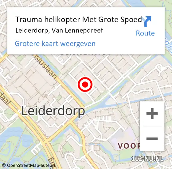 Locatie op kaart van de 112 melding: Trauma helikopter Met Grote Spoed Naar Leiderdorp, Van Lennepdreef op 1 juli 2023 05:55