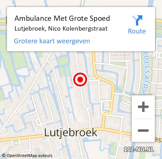 Locatie op kaart van de 112 melding: Ambulance Met Grote Spoed Naar Lutjebroek, Nico Kolenbergstraat op 1 juli 2023 06:29