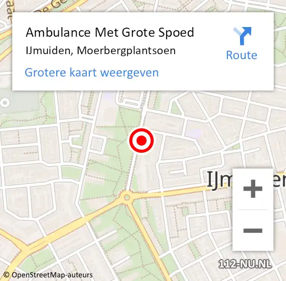 Locatie op kaart van de 112 melding: Ambulance Met Grote Spoed Naar IJmuiden, Moerbergplantsoen op 1 juli 2023 06:46
