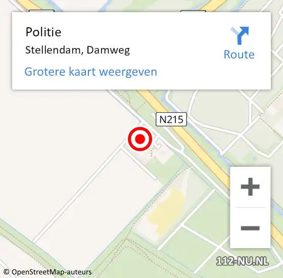 Locatie op kaart van de 112 melding: Politie Stellendam, Damweg op 1 juli 2023 07:14