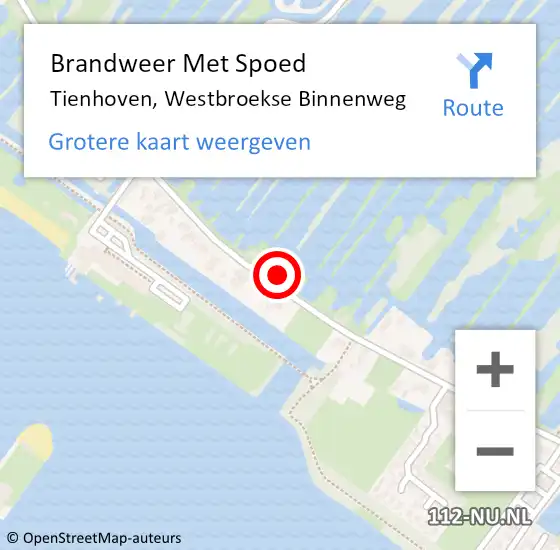 Locatie op kaart van de 112 melding: Brandweer Met Spoed Naar Tienhoven, Westbroekse Binnenweg op 1 juli 2023 07:48