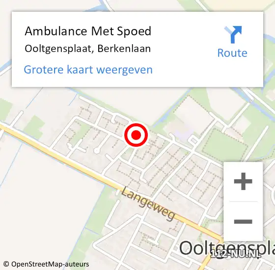 Locatie op kaart van de 112 melding: Ambulance Met Spoed Naar Ooltgensplaat, Berkenlaan op 1 juli 2023 08:24