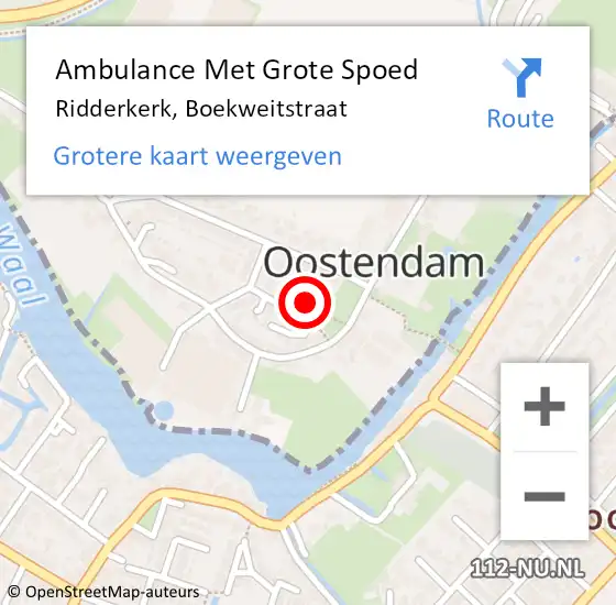 Locatie op kaart van de 112 melding: Ambulance Met Grote Spoed Naar Ridderkerk, Boekweitstraat op 1 juli 2023 09:03