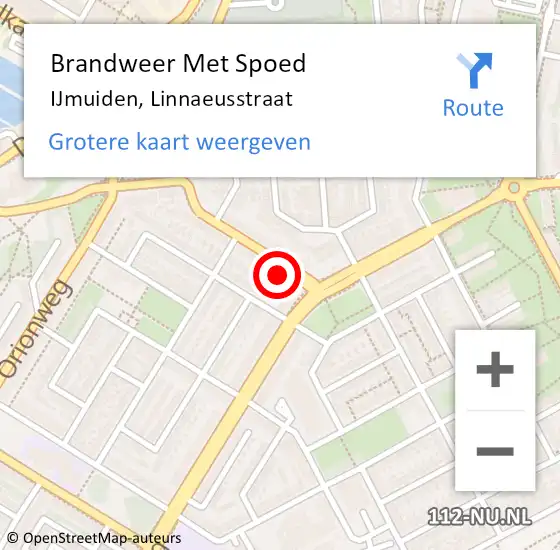 Locatie op kaart van de 112 melding: Brandweer Met Spoed Naar IJmuiden, Linnaeusstraat op 1 juli 2023 09:23