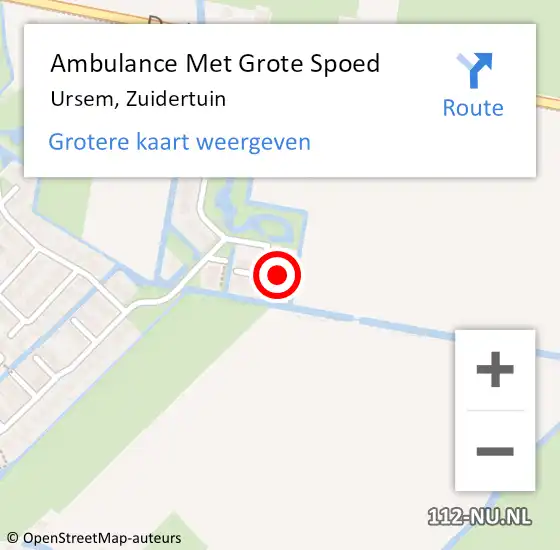 Locatie op kaart van de 112 melding: Ambulance Met Grote Spoed Naar Ursem, Zuidertuin op 1 juli 2023 09:24