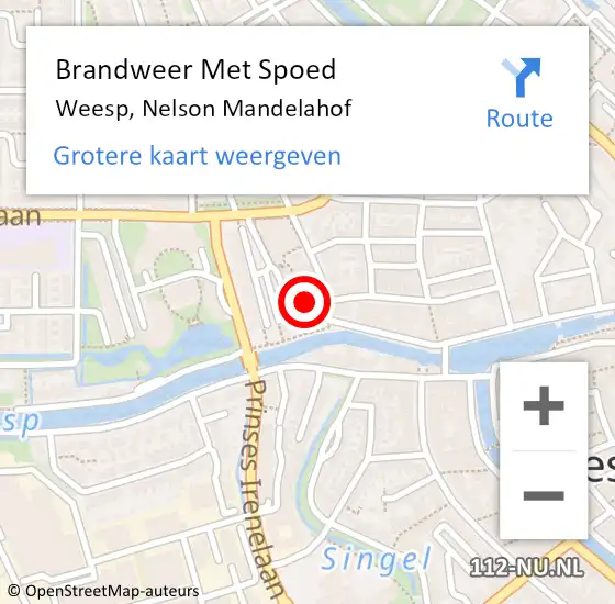 Locatie op kaart van de 112 melding: Brandweer Met Spoed Naar Weesp, Nelson Mandelahof op 1 juli 2023 09:37