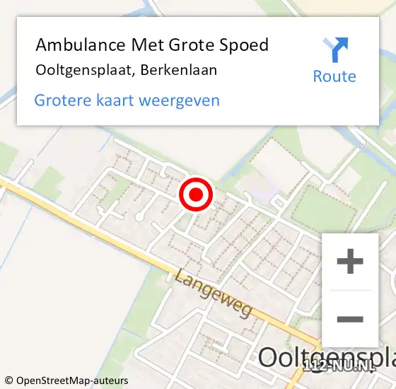 Locatie op kaart van de 112 melding: Ambulance Met Grote Spoed Naar Ooltgensplaat, Berkenlaan op 1 juli 2023 10:01