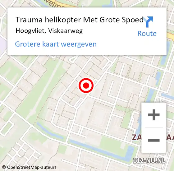 Locatie op kaart van de 112 melding: Trauma helikopter Met Grote Spoed Naar Hoogvliet, Viskaarweg op 1 juli 2023 10:31